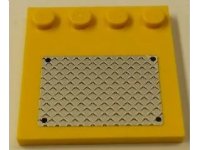 LEGO part Tile, Modified 4 x 4 with Studs on Edge with 4 Black Rivets on Silver Tread Plate Pattern (Sticker) - Set 7685 6179pb053