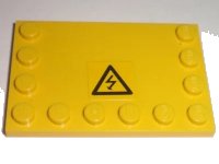LEGO part Tile, Modified 4 x 6 with Studs on Edges with Black Utility Arrow in Triangle Pattern (Sticker) - Set 7632 6180pb026