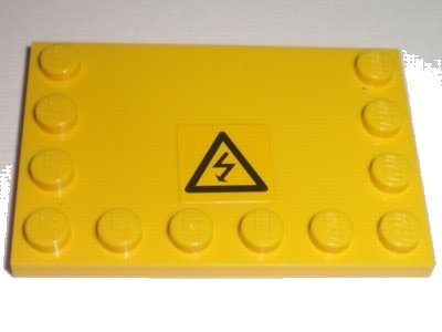 LEGO onderdeel Tile, Modified 4 x 6 with Studs on Edges with Black Utility Arrow in Triangle Pattern (Sticker) - Set 7632 (6180pb026)