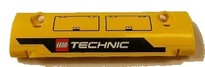 LEGO onderdeel Technic, Panel Curved 11 x 3 with Hatches and LEGO TECHNIC Logo Pattern Model Right Side (Sticker) - Set 42006 (62531pb011R)