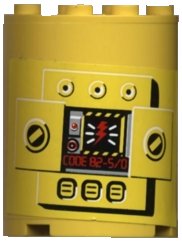 LEGO part Cylinder Half 2 x 4 x 4 with Control Panel 'CODE 82-5/0' Pattern (Sticker) - Sets 8250 / 8299 6259pb001