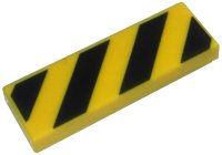 LEGO part Tile 1 x 3 with Black Danger Stripes Pattern 63864pb128