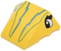LEGO onderdeel Wedge 4 x 3 Triple Curved No Studs with Black and White Eyes, Bright Green and Metallic Light Blue Lightning Bolts and Lines Pattern 64225pb077