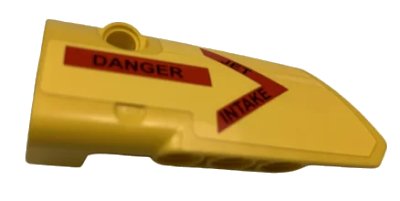 LEGO onderdeel Technic, Panel Fairing # 3 Small Smooth Long, Side A with 'JET INTAKE' and 'DANGER' on Red Stripes Pattern (Sticker) - Set 9396 (64683pb057)