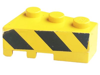 LEGO onderdeel Wedge 3 x 2 Right with Black and Yellow Danger Stripes Pattern (Sticker) - Sets 8431 / 8438 / 8460 (6564pb17)