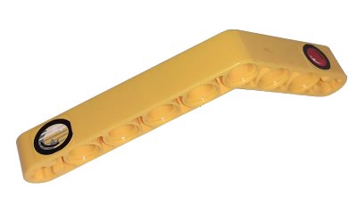 LEGO onderdeel Technic, Liftarm, Modified Bent Thick 1 x 9 (6 - 4) with Head and Taillights Pattern (Stickers) - Set 8203 (6629pb026)