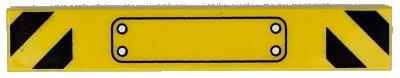 LEGO onderdeel Tile 1 x 6 with Black Outlined Panel with 4 Silver Screws and Danger Stripes on Both Ends Pattern (6636pb340)