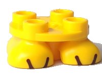 LEGO part Legs with Plate Round 2 x 2 and Axle Hole - 2 Feet with Black Lines Pattern (Super Mario Buzzy Beetle / Spiny) 66858pb01