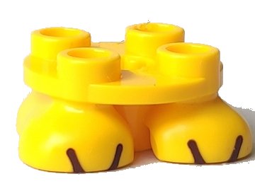 LEGO part Legs with Plate Round 2 x 2 and Axle Hole - 2 Feet with Black Lines Pattern (Super Mario Buzzy Beetle / Spiny) (66858pb01)