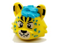 LEGO onderdeel Minifigure, Head, Modified Cat with Medium Azure Hair and Rosettes, Black Markings, Eyes and Nose Pattern 73235pb01