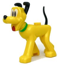 LEGO part Dog, Disney with Bright Green Collar, Red Tongue, Black Ears, Nose and Tail and White Eyes Pattern (Pluto) 73848pb01