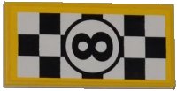 LEGO onderdeel Tile 2 x 4 with Number '8' in Black Circle on Checkered Background Pattern (Sticker) - Set 4643 87079pb0069