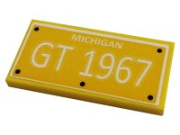 LEGO onderdeel Tile 2 x 4 with 'MICHIGAN' and 'GT 1967' Pattern (Sticker) - Set 10265 87079pb0927