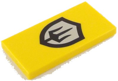 LEGO onderdeel Tile 2 x 4 with Black and Silver Trident Badge Logo Pattern (87079pb1509)