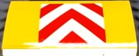 LEGO part Slope, Curved 2 x 4 x 2/3 with Bottom Tubes with Red and White Danger Chevrons on Yellow Background Pattern (Sticker) - Set 60102 88930pb142