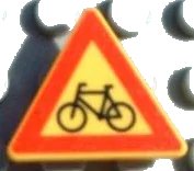 LEGO onderdeel Road Sign 2 x 2 Triangle with Clip with Bicycle Crossing Pattern (892pb006)