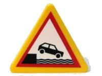 LEGO part Road Sign 2 x 2 Triangle with Clip with Car Falling into Water Pattern (Sticker) - Set 7994 892pb012