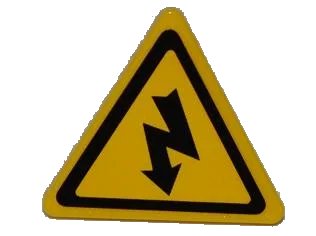 LEGO onderdeel Road Sign 2 x 2 Triangle with Clip with Electricity Danger Sign Pattern (Sticker) - Set 5887 (892pb020)