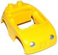 LEGO onderdeel Duplo Car Body with 2 Studs on Back and Silver Headlights Pattern (fits over Car Base 2 x 4) 92014pb05