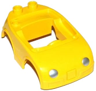 LEGO onderdeel Duplo Car Body with 2 Studs on Back and Silver Headlights Pattern (fits over Car Base 2 x 4) (92014pb05)