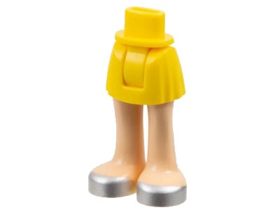 LEGO onderdeel Mini Doll Hips and Skirt, Light Nougat Legs and Silver Shoes Pattern - Thick Hinge (92252c00pb028)