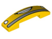 LEGO part Slope, Curved 4 x 1 x 2/3 Double with Blinkers, Open Mouth Smile and Bumper Pattern (Cars Luigi) 93273pb075