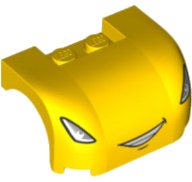 LEGO onderdeel Vehicle, Mudguard 3 x 4 x 1 2/3 Curved with Silver Slanted Headlights and Open Mouth Smile with Teeth Together Pattern (93587pb12)
