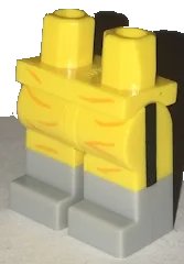 LEGO part Hips and Legs with Shorts with Orange Wrinkles and Black Vertical Stripe on Sides and Light Bluish Gray Boots Pattern 970c00pb0597