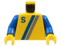 LEGO part Torso Town 'S' Logo Light Gray / Blue Pattern / Blue Arms / Yellow Hands 973p23c01