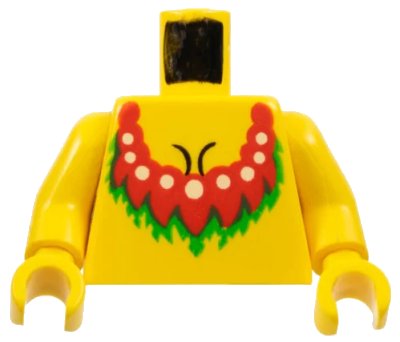 LEGO onderdeel Torso Female Islander with Red and Green Necklace Pattern / Yellow Arms / Yellow Hands (973pb0064c01)