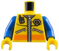 LEGO part Torso Coast Guard City Logo, Zippers and Radio Pattern / Blue Arms / Yellow Hands 973pb0488c01