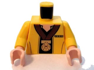 LEGO onderdeel Torso SW Jacket with Black Undershirt and Gold Medal Pattern / Yellow Arms / Light Nougat Hands (973pb0613c01)