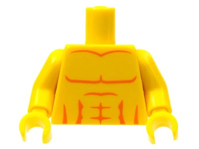 LEGO onderdeel Torso Bare Chest with Muscles Outline Pattern / Yellow Arms / Yellow Hands (973pb0722c01)