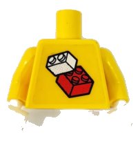 LEGO part Torso Soccer World Team Goalie, Bricks Logo Sticker Front, White/Black Number Sticker Back Pattern (specify number in listing) / Yellow Arms / White Hands 973pb0773c01