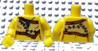 LEGO onderdeel Torso Female Animal Skin Top with Black and Silver Amulet Pattern / Yellow Arms / Yellow Hands 973pb0933c01