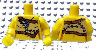 LEGO onderdeel Torso Female Animal Skin Top with Black and Silver Amulet Pattern / Yellow Arms / Yellow Hands (973pb0933c01)