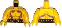 LEGO onderdeel Torso Ninjago Bare Chest Muscles, Dark Purple Snake Tattoos, Belt with Tan Snake Buckle Pattern / Yellow Arms / Yellow Hands 973pb1901c01
