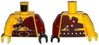 LEGO part Torso Ninjago Bare Chest Muscles, Purple Snake Tattoo, Shoulder Pad, Snake Buckle Pattern / Dark Red Arm and Black Hand Left / Yellow Arm and Hand Right 973pb1914c01