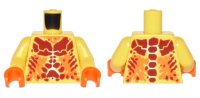 LEGO onderdeel Torso Nexo Knights Bare Chest with Dark Red and Orange Bones and Smudges Pattern / Yellow Arms / Orange Hands 973pb2440c01