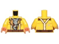 LEGO onderdeel Torso SW Jacket with Suspenders and Gray Undershirt Pattern (Rowan) / Yellow Arms / Nougat Hands 973pb2499c01