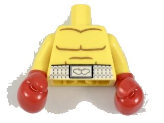 LEGO onderdeel Torso Bare Chest with Body Lines and White Boxing Belt Pattern / Yellow Arms / Red Boxing Gloves (973pb2893c01)