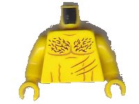 LEGO onderdeel Torso Bare Chest with Muscles Outline and Curly Hair, Slash Marks Pattern / Yellow Arms / Yellow Hands (973pb3028c01)
