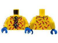 LEGO onderdeel Torso Collar Shirt, Red Peppers, Black Tie with Red, Orange and Bright Green Polka Dots Pattern / Yellow Arms with Red Peppers Pattern / Blue Hands 973pb4692c01