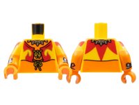 LEGO onderdeel Torso Yellow Vest, Red Fire, Silver Spiked Collar Pattern / Orange Arms with Yellow Short Sleeves, Red Flame, Silver Spike Cuff Pattern / Orange Hands 973pb4696c01