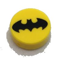 LEGO onderdeel Tile, Round 1 x 1 with Black Bat Batman Logo Pattern 98138pb065
