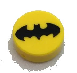 LEGO onderdeel Tile, Round 1 x 1 with Black Bat Batman Logo Pattern (98138pb065)