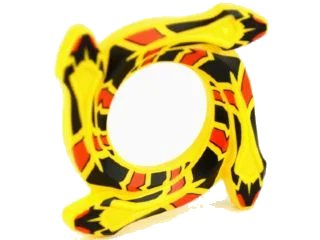 LEGO onderdeel Ring 4 x 4 with 2 x 2 Hole and 4 Snake Head Ends and Red and Black Scales Snake Pattern (Ninjago Spinner Crown) (98342pb04)