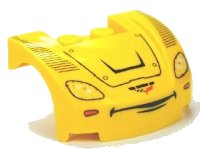LEGO onderdeel Vehicle, Mudguard 3 x 4 x 1 2/3 Curved Front with Headlights and Smile Pattern (Jeff Gorvette) 98835pb001