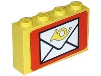 LEGO part Stickered Assembly 4 x 1 x 2 with Mail Envelope Pattern (Sticker) - Set 6689 - 2 Brick 1 x 4 BA008pb06