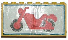 LEGO onderdeel Stickered Assembly 8 x 1 x 3 1/3 with Motorcycle Sticker Pattern (Sticker) - Set 6373 - 2 Panel 1 x 4 x 3 and 1 Plate 1 x 8 (BA002pb01)